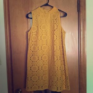 Mock Neck Burnt Yellow Dress